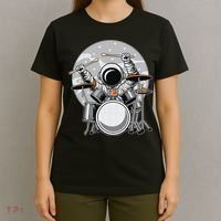 Drumming Astronaut Space Drummer Musician Rock Band T-Shirt thumb 4