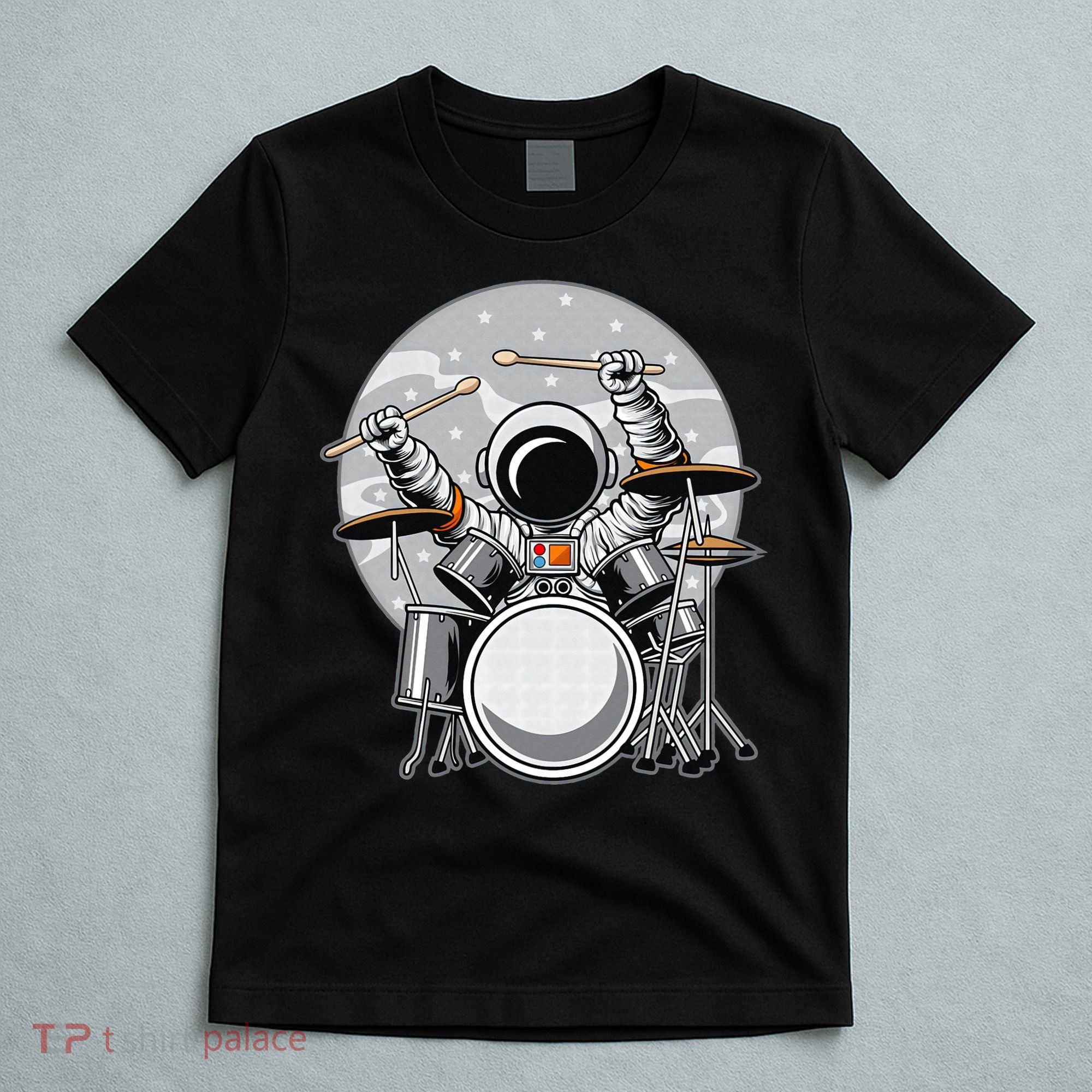 Drumming Astronaut Space Drummer Musician Rock Band T-Shirt