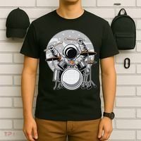 Drumming Astronaut Space Drummer Musician Rock Band T-Shirt thumb 6
