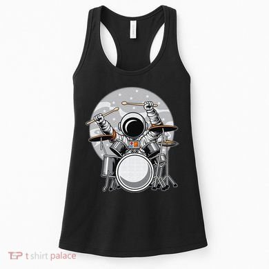 Drumming Astronaut Space Drummer Musician Rock Band Women's Tank Top