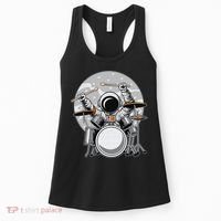 Drumming Astronaut Space Drummer Musician Rock Band Women's Tank Top thumb 0