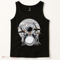 Drumming Astronaut Space Drummer Musician Rock Band Tank Top thumb 2