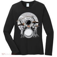 Drumming Astronaut Space Drummer Musician Rock Band Women's Long Sleeve Shirt thumb 0