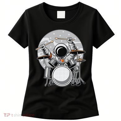 Drumming Astronaut Space Drummer Musician Rock Band Women's T-Shirt