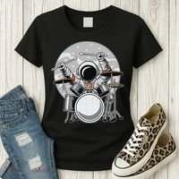 Drumming Astronaut Space Drummer Musician Rock Band Women's T-Shirt thumb 3