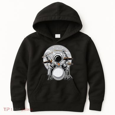 Drumming Astronaut Space Drummer Musician Rock Band Kids Hoodie