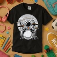 Drumming Astronaut Space Drummer Musician Rock Band Kids T-Shirt thumb 3