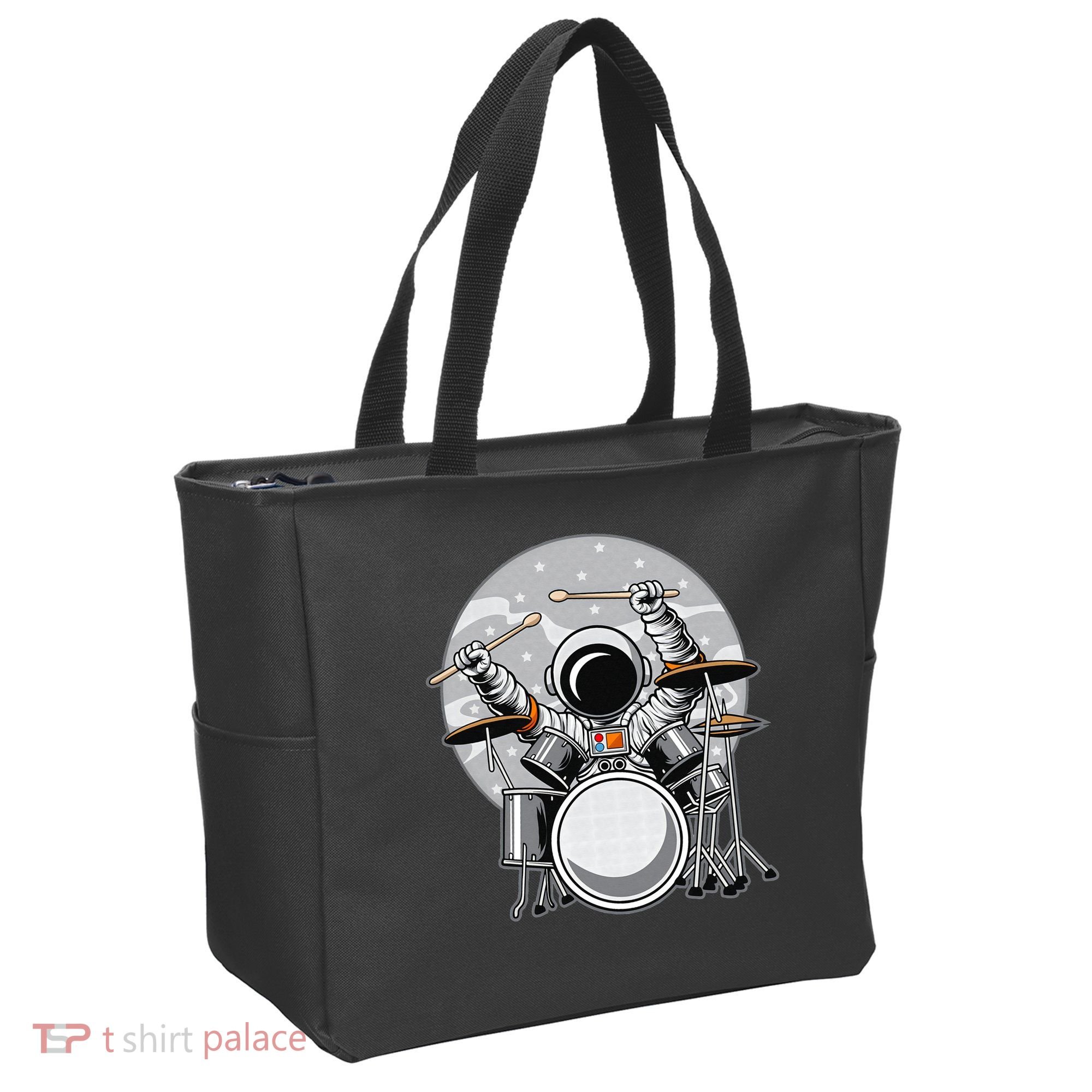 Drumming Astronaut Space Drummer Musician Rock Band Tote Bag