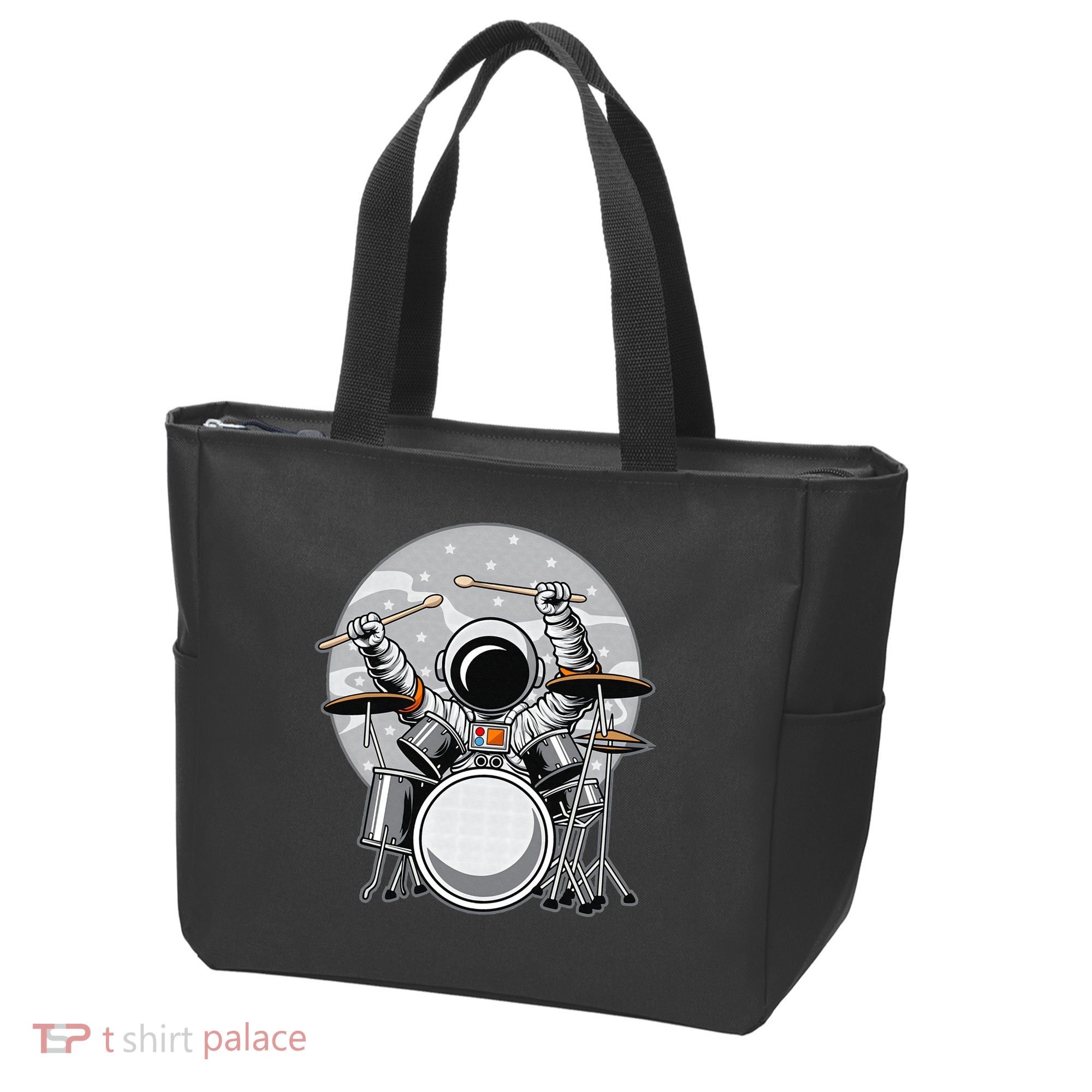 Drumming Astronaut Space Drummer Musician Rock Band Tote Bag