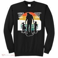 Dad A Sons First Hero A Daughters First Love Father's Day Sweatshirt thumb 0