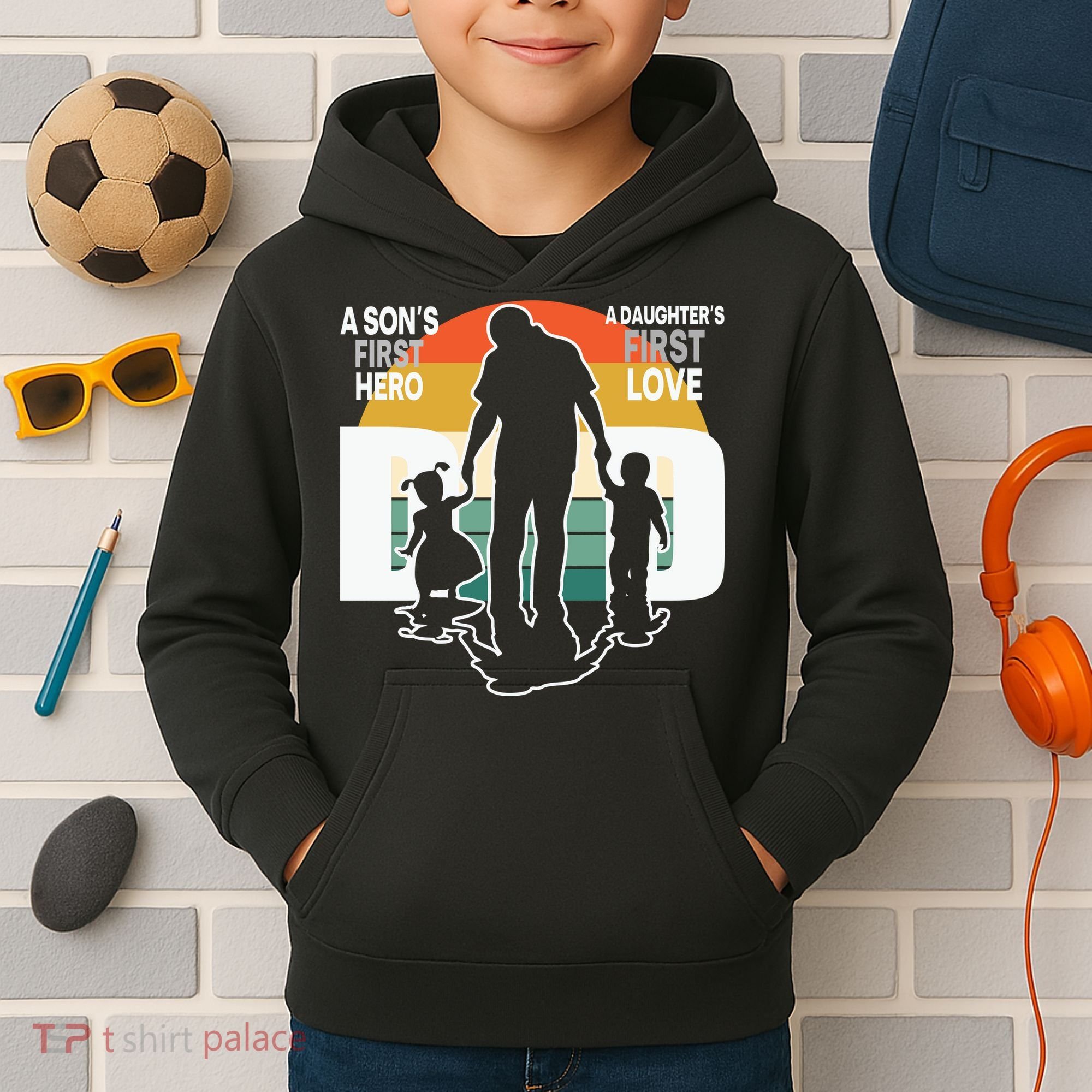 Dad A Sons First Hero A Daughters First Love Father's Day Kids Hoodie