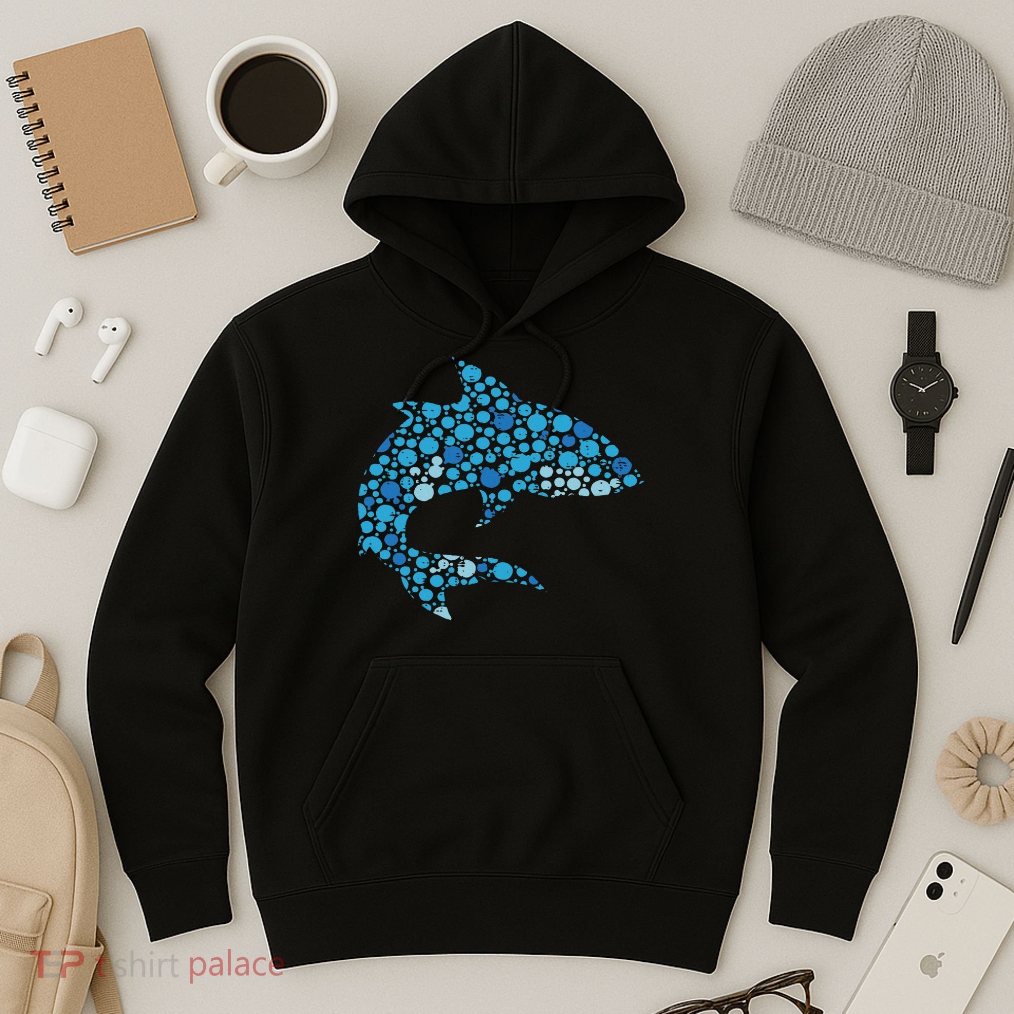 Dot Art Shark Polka Dots Women Hoodie