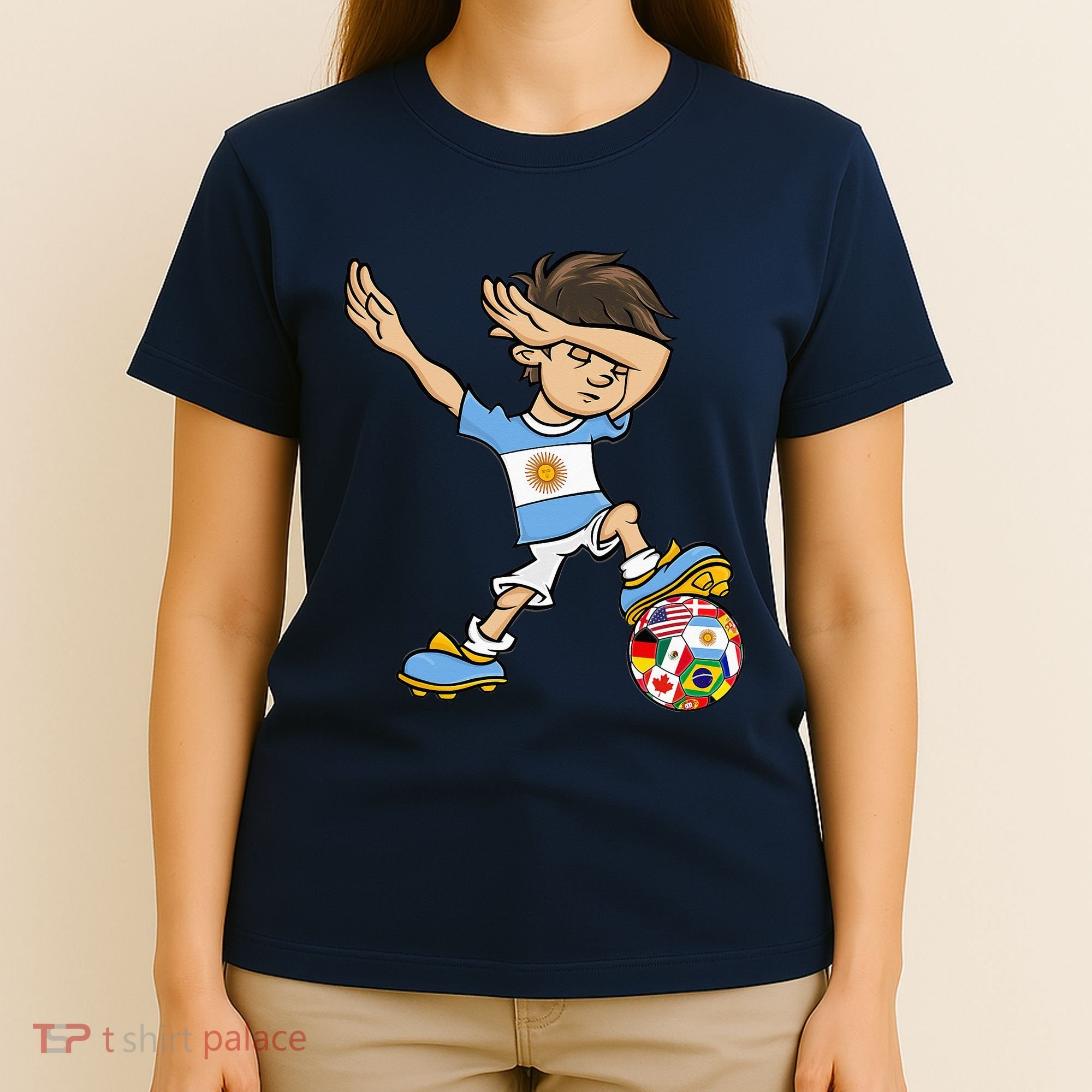Dabbing Argentina Soccer Jersey National Flag T-Shirt