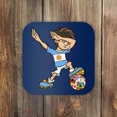 Dabbing Argentina Soccer Jersey National Flag Coaster