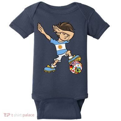 Dabbing Argentina Soccer Jersey National Flag Baby Bodysuit