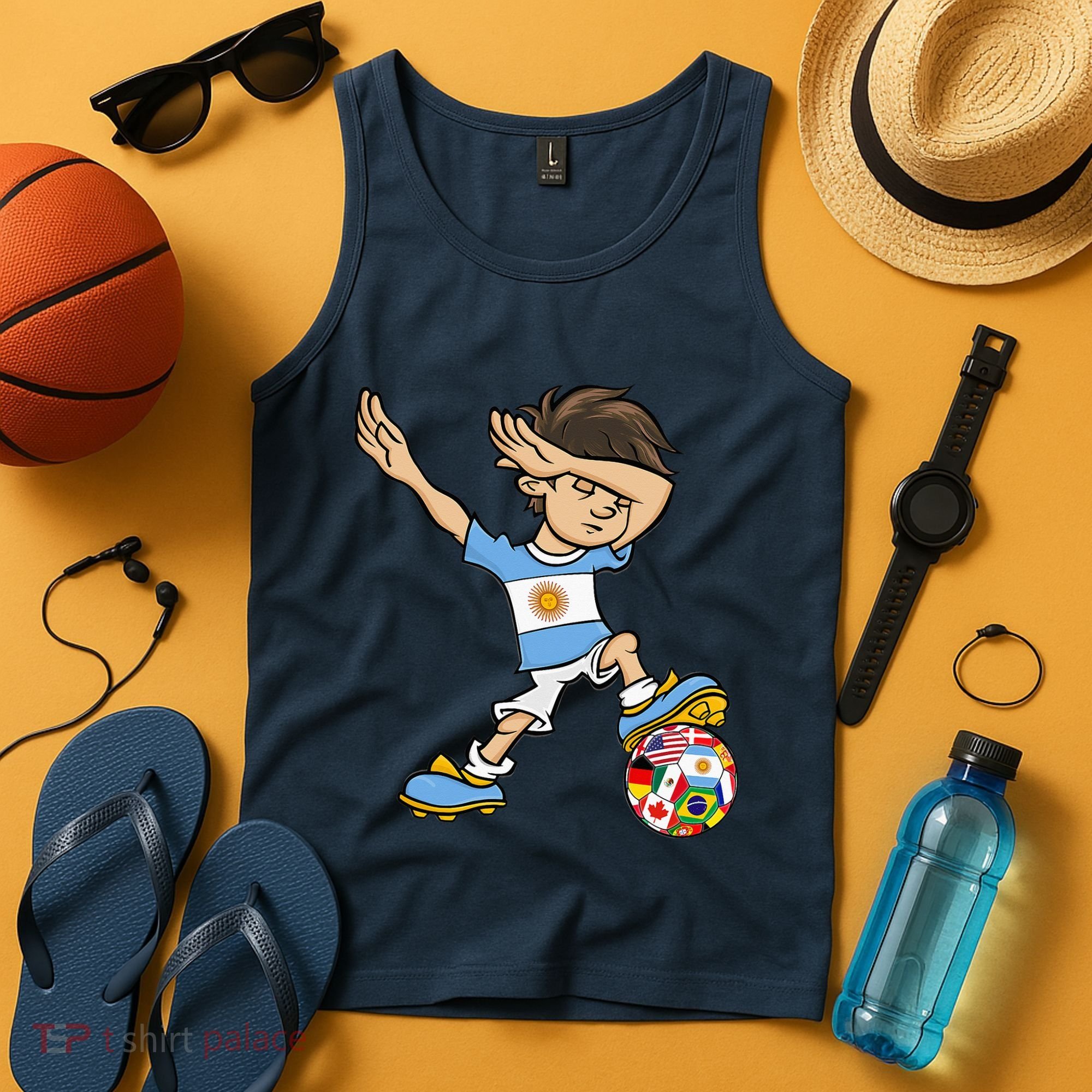 Dabbing Argentina Soccer Jersey National Flag Tank Top