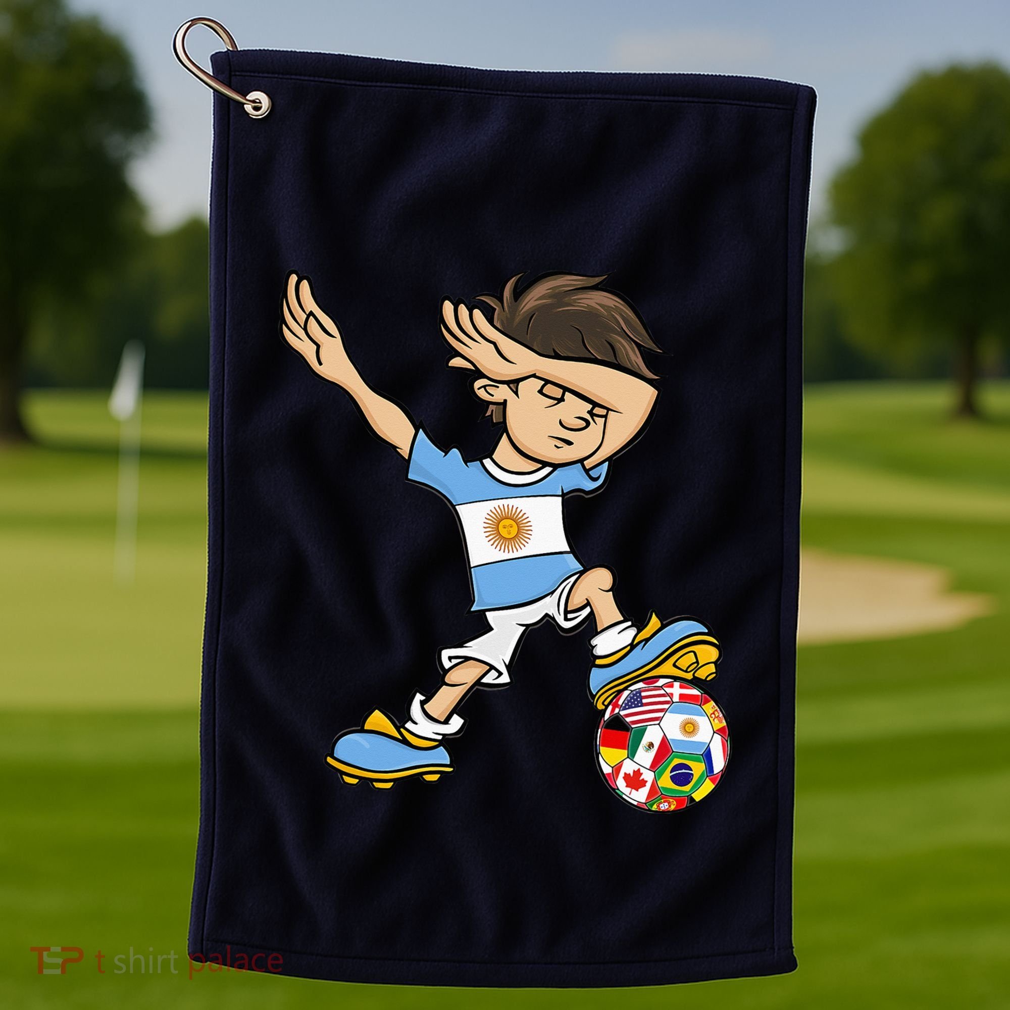 Dabbing Argentina Soccer Jersey National Flag Golf Towel