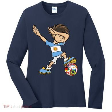 Dabbing Argentina Soccer Jersey National Flag Women's Long Sleeve Shirt