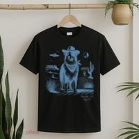 Dog Australian Shepherd Aussie Vintage Ufo Western Cowboy T-Shirt thumb 2