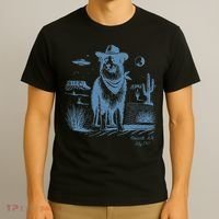 Dog Australian Shepherd Aussie Vintage Ufo Western Cowboy T-Shirt thumb 3