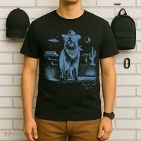 Dog Australian Shepherd Aussie Vintage Ufo Western Cowboy T-Shirt thumb 6