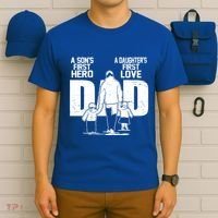 Dad A Sons First Hero Daughters First Love FatherS Day Gift T-Shirt thumb 6