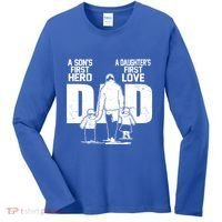 Dad A Sons First Hero Daughters First Love FatherS Day Gift Women's Long Sleeve Shirt thumb 0