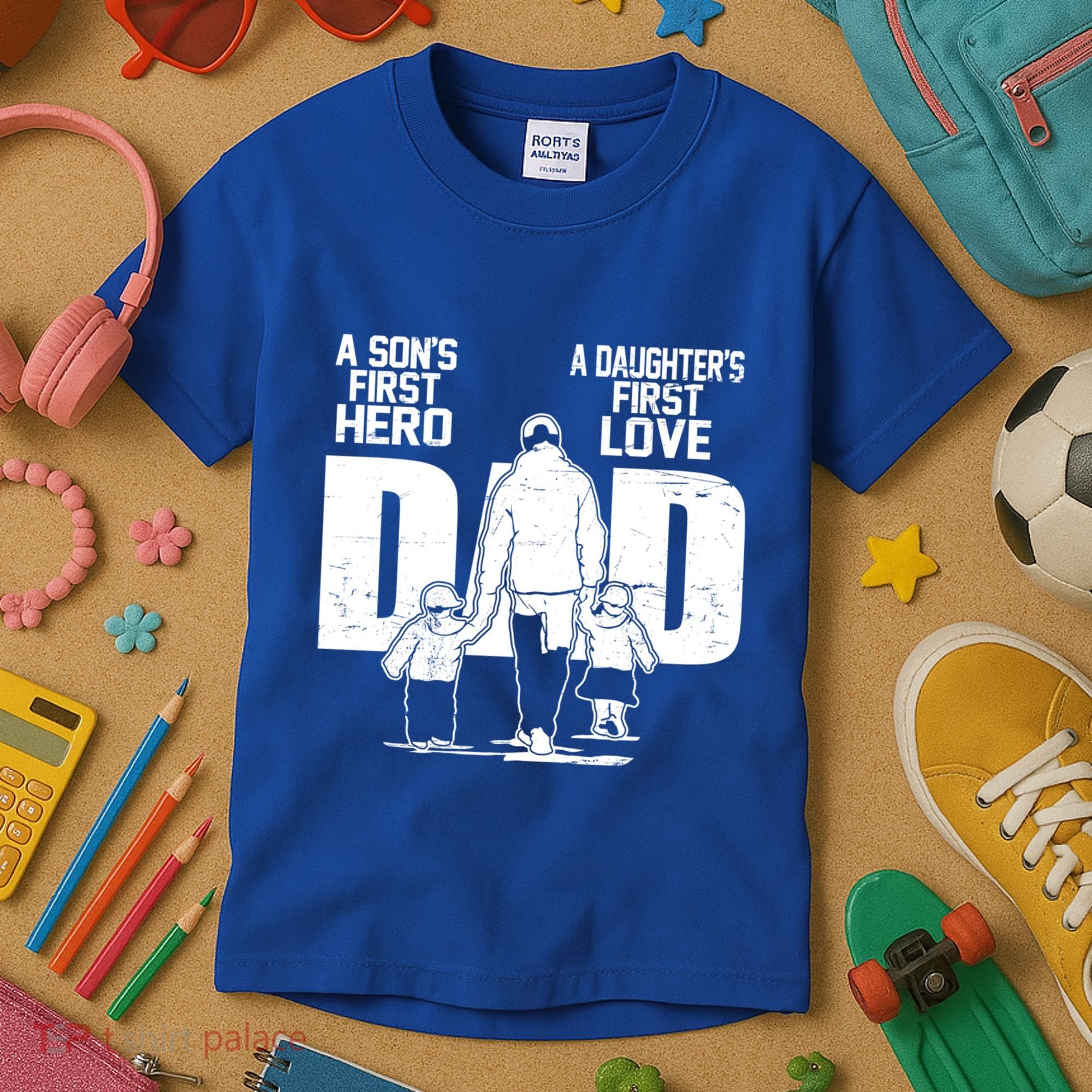 Dad A Sons First Hero Daughters First Love FatherS Day Gift Kids T-Shirt