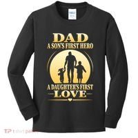 Dad A SonS First Hero A DaughterS First Love Kids Long Sleeve Shirt thumb 0