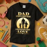 Dad A SonS First Hero A DaughterS First Love Kids T-Shirt thumb 3