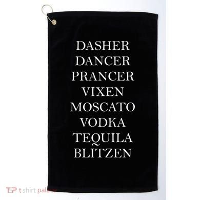 Dasher Dancer Prancer Vixen Moscato Vodka Tequila Blitzen Christmas Golf Towel
