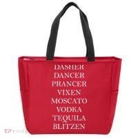 Dasher Dancer Prancer Vixen Moscato Vodka Tequila Blitzen Christmas Tote Bag thumb 0