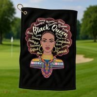 Dashiki Black Queen Golf Towel thumb 1