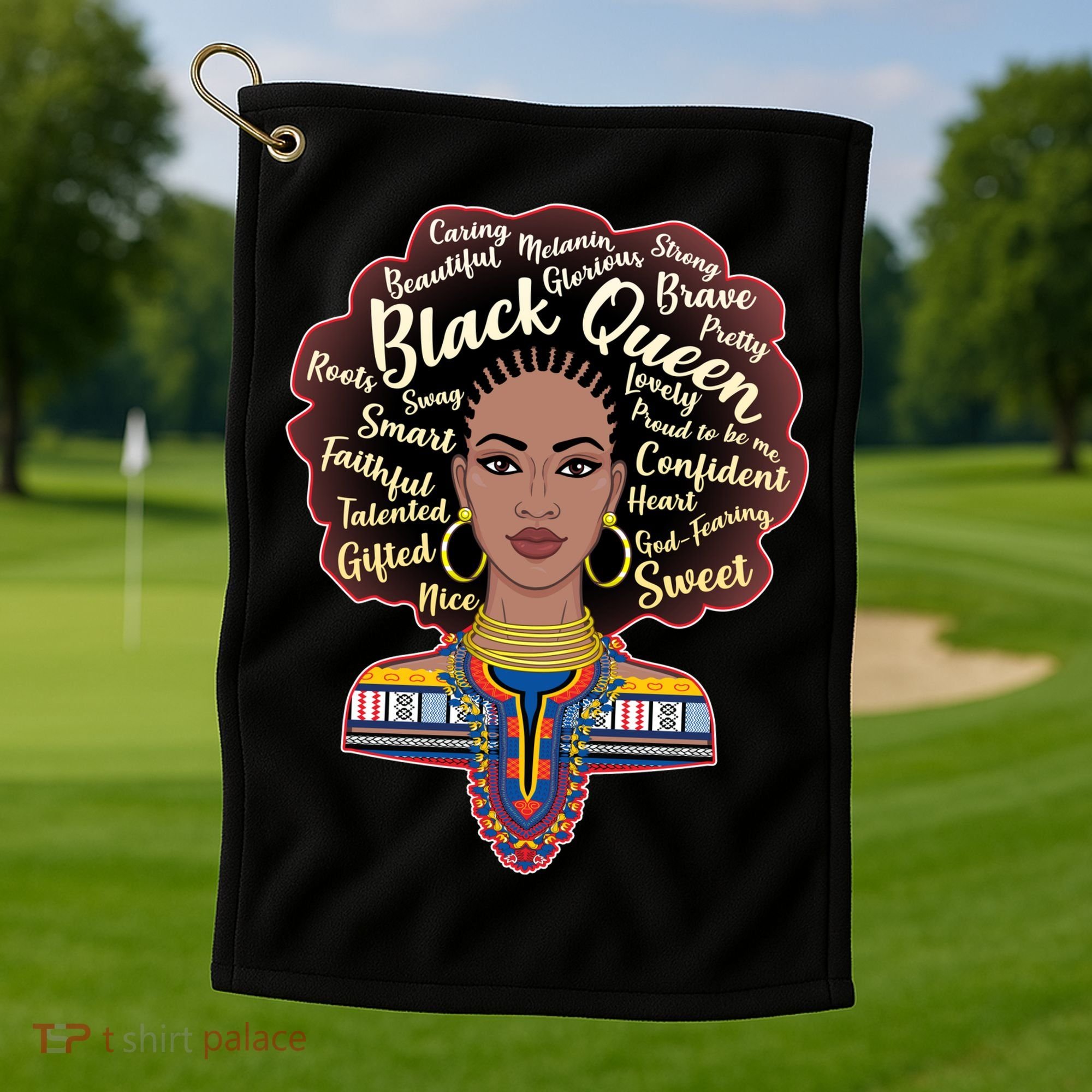 Dashiki Black Queen Golf Towel