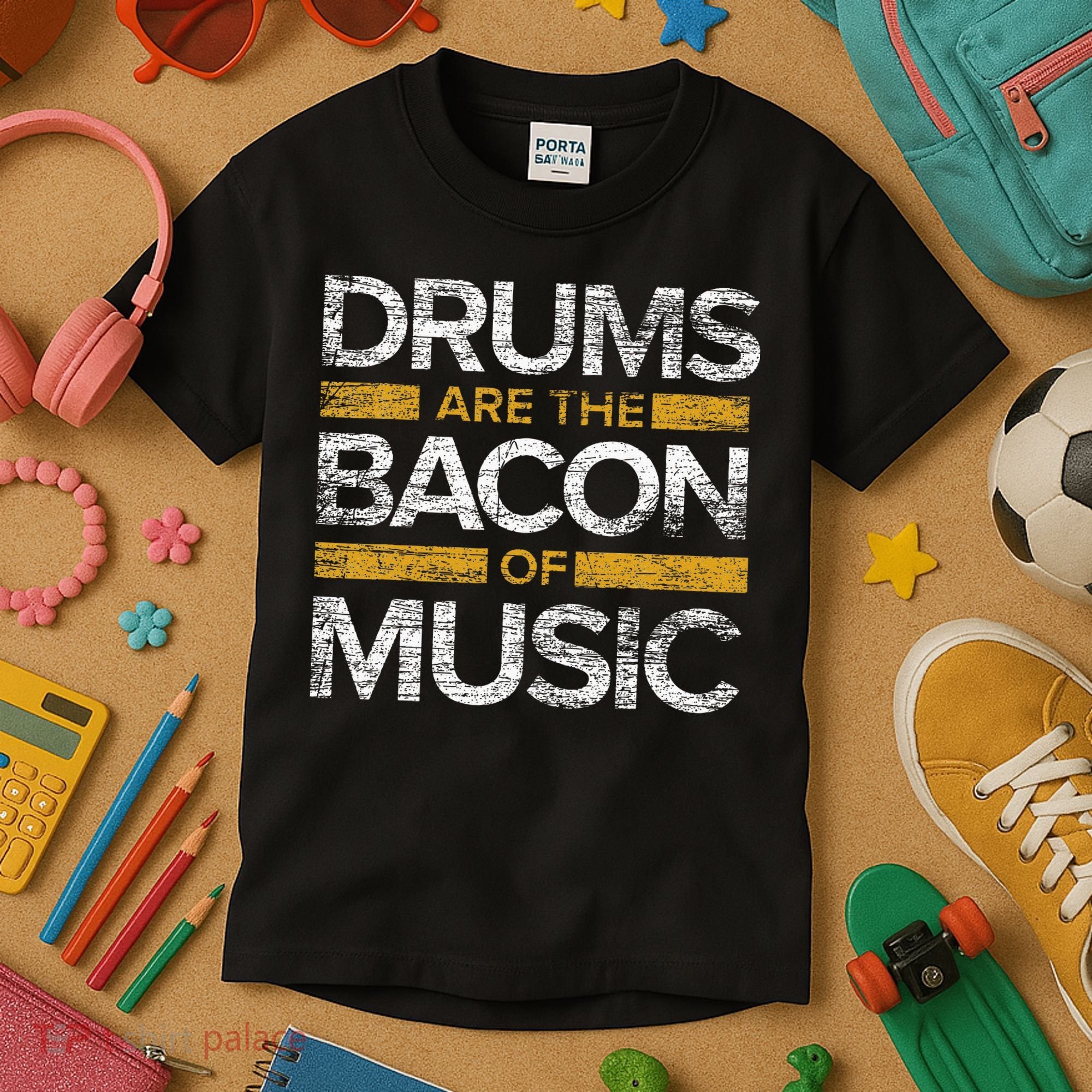 Drums Are The Bacon Of Music Drummer Drums Kids T-Shirt