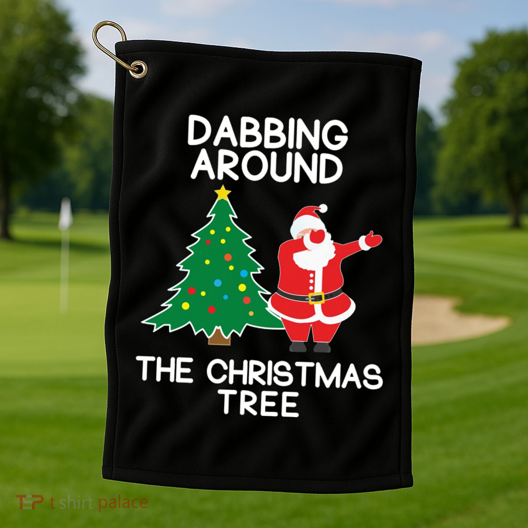 Dabbing Around The Christmas Tree Golf Towel