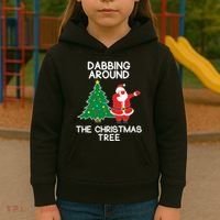 Dabbing Around The Christmas Tree Kids Hoodie thumb 3