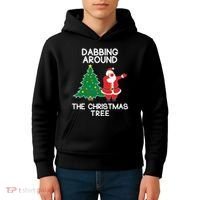 Dabbing Around The Christmas Tree Kids Hoodie thumb 4