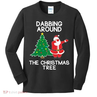 Dabbing Around The Christmas Tree Kids Long Sleeve Shirt