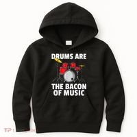 Drums Are The Bacon Of Music Drumming Drummer Player Kids Hoodie thumb 0