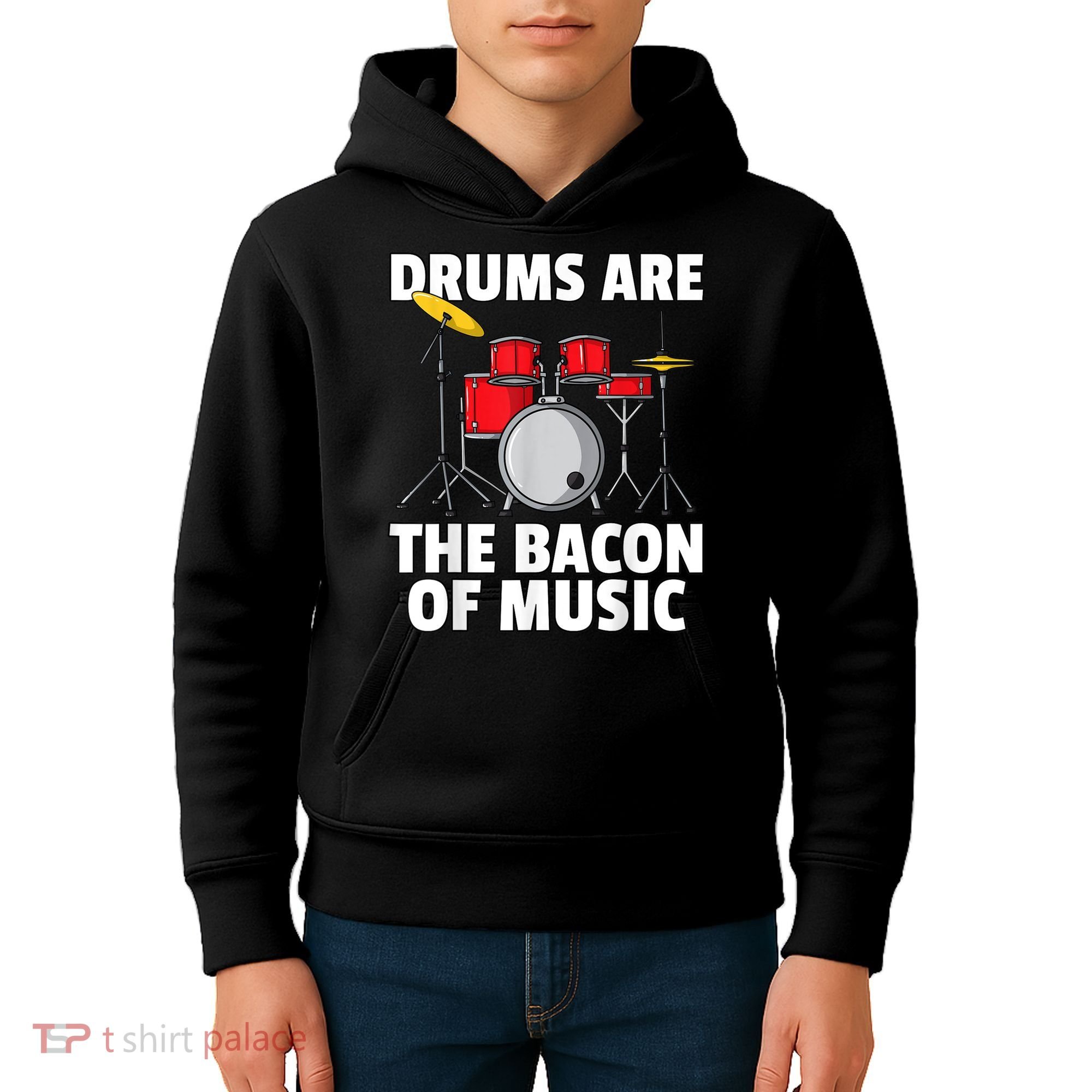 Drums Are The Bacon Of Music Drumming Drummer Player Kids Hoodie