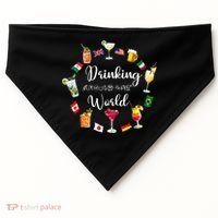 Drinking Around The World Vacation USA-Made Doggie Bandana thumb 0
