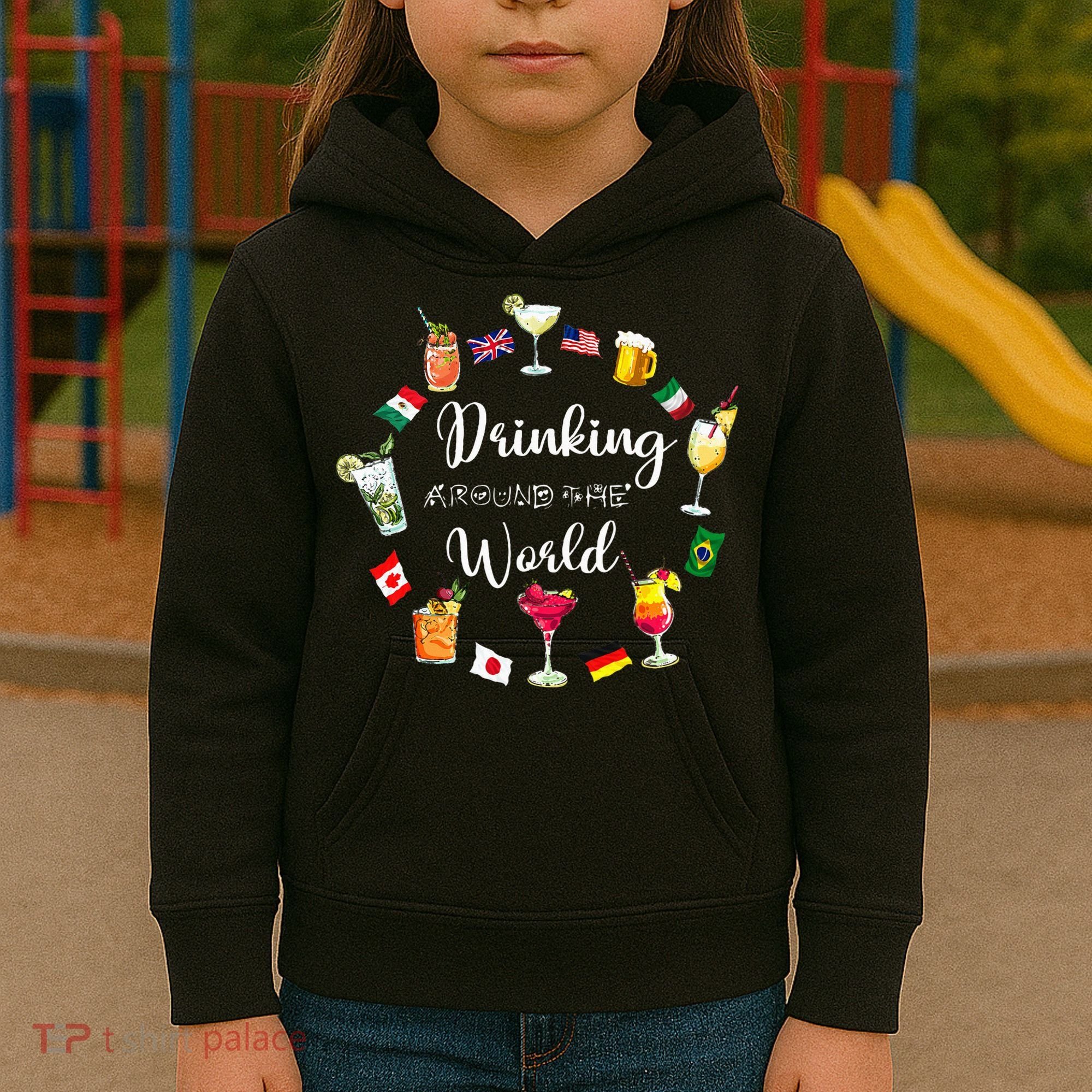 Drinking Around The World Vacation Kids Hoodie