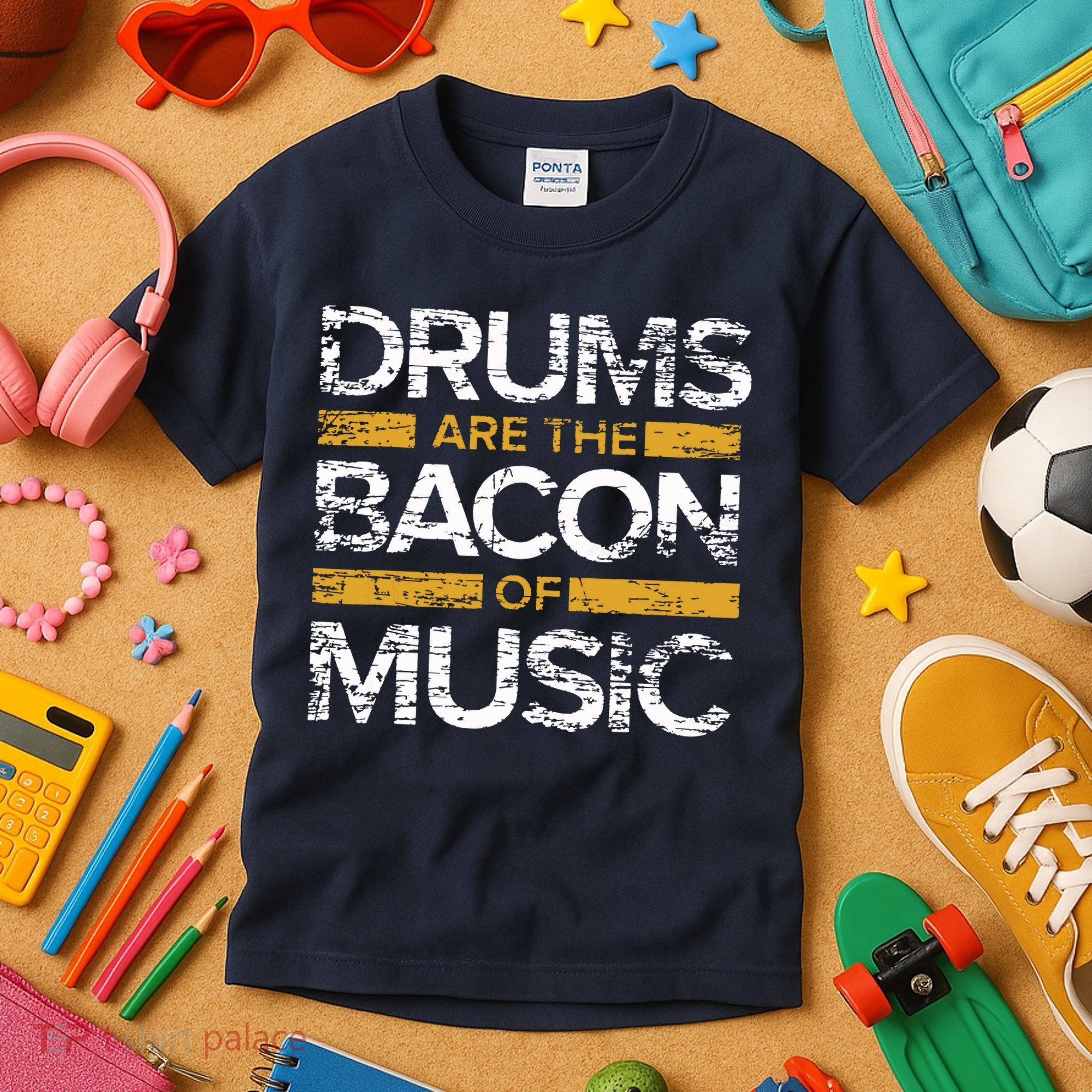 Drums Are The Bacon Of Music Drummer Drums Kids T-Shirt
