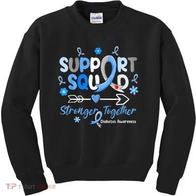 Diabetes Awareness Type 1 2 Kids Support Squad Kids Sweatshirt