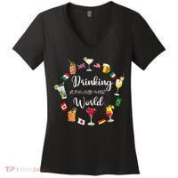 Drinking Around The World Vacation Drinking Showcase Women's V-Neck T-Shirt thumb 0
