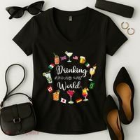 Drinking Around The World Vacation Drinking Showcase Women's V-Neck T-Shirt thumb 2