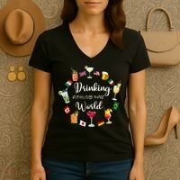 Drinking Around The World Vacation Drinking Showcase Women's V-Neck T-Shirt thumb 3