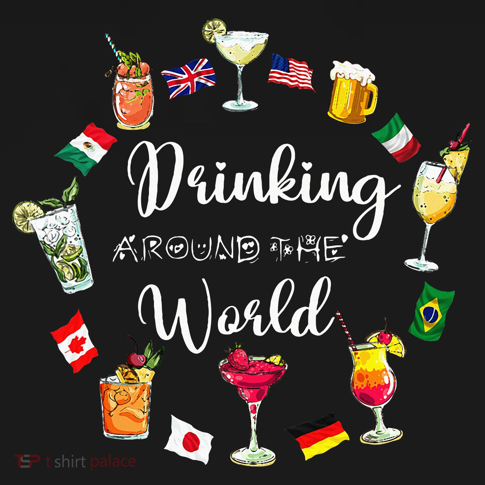 Drinking Around The World Vacation Drinking Showcase Women's V-Neck T-Shirt