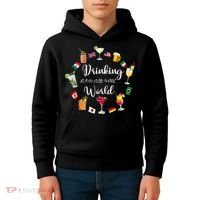 Drinking Around The World Vacation Drinking Showcase Kids Hoodie thumb 4